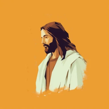 minimalist Sketchify styled clip art of Jesus Christ with a solid color background