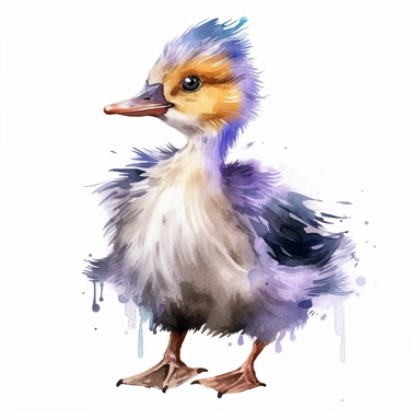 an adorable Duck in the style of watercolour clipart with detailed brush strokes