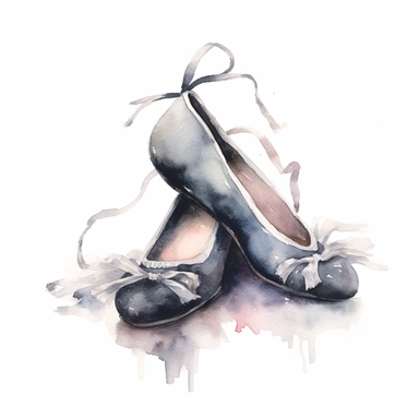 watercolour black ballet shoes hd clipart white background