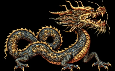 chinese dragon png dragon clipart free clipart download, in the style of dark navy and gold, 3840x2160, digitally enhanced, art of burma, symbolic-vibrant, black background, elaborate drapery