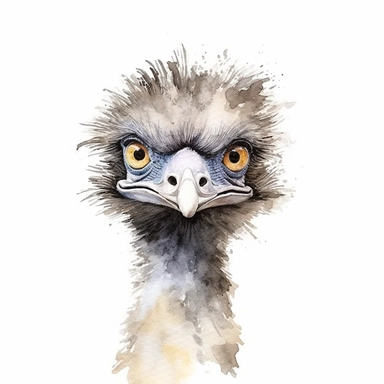 watercolour australian emu clipart, hd, on white background, spaced out,