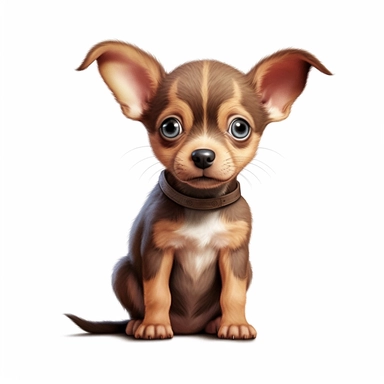 Chihuahua puppy, Clipart, Digital art, disney style, hyperdetailed, 1080p, Ultra-HD, white background