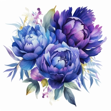 Purple Peony Png,Blue Peonies png, watercolour peony clipart for wall art, peony illustration, floral clipart, watercolour flower clipart, watercolour png
