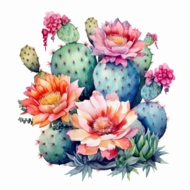 Watercolor Floral Cactus Succulent Clipart Mexican, Illustration clipart, 4K, extremely detailed