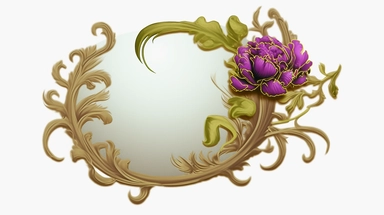 panoramic view, full view, purple, elegant, decorative, illustration clipart style, beautiful purple peony accent, sharp focus, romantic, fantasy, centered, high detail, transparent background, adjust aspect ration to see full image, (--iw 10)