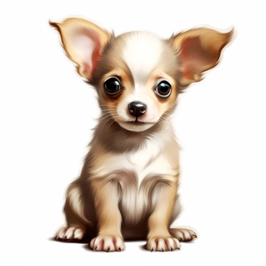 Chihuahua puppy, Clipart, Digital art, disney style, hyperdetailed, 1080p, Ultra-HD, white background