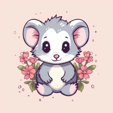 cute opossum kawaii style, vector clipart