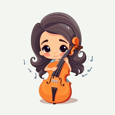 kawaii latina girl playing cello clip art