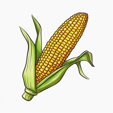 1 corn clipart, white background, simplified,