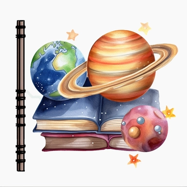 Magic Book with Planets Watercolor Sublimation Clipart, Clipart, white background, no watermark, no text, no word,