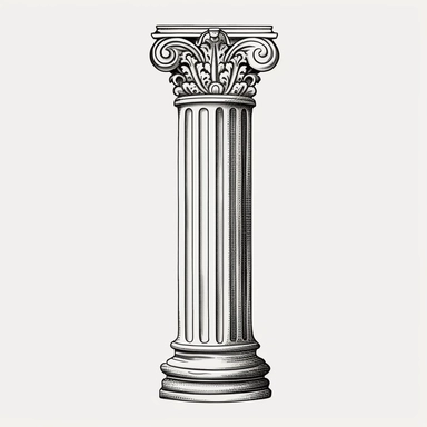 ancient greece pillar, vintage style, clipart, black and white