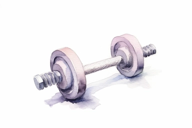 watercolor art of a dumbbell clipart, subtle grey pastel color variations, on white background, 4k uhd