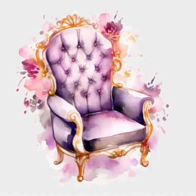 watercolor clipart of a marriage counselor chair, elegant style, hd clipart, no background, clear background, spaced out
