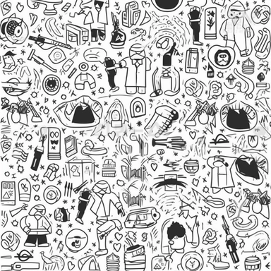 crime drugs mayhem and violence as corporate clipart icons, black line art icons