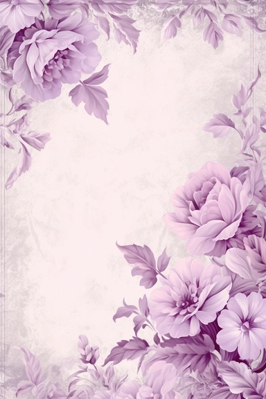 vintage shabby damask narrow floral clipart vignette along the sides and the corners of the picture, little cute bright oil painting style blooming lilac vignette, soff pastel blank center of the picture,