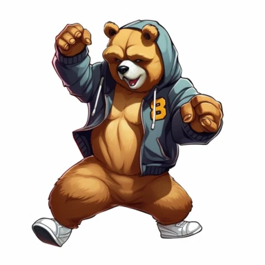 A bear wearing a tracksuit, breakdancing and performing impressive dance moves clipart