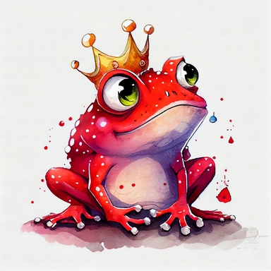 funny red rubby with diamond shine color, magic frog with funny dots, cartoon style, white background, black outside lines, designs, white background, watercolor pencil drawing, small details, digital art, clipart, super acurate, –testp, pixar,