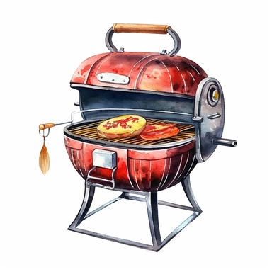 antique griller, 90s Retro dirty style Sublimation Clipart, watercolor, isolated on white background