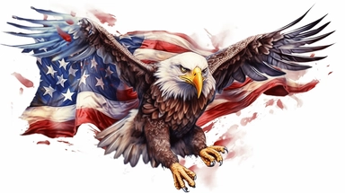 inspiring, American flag, Bald Eagle, red white blue, patriotism, clipart, white background