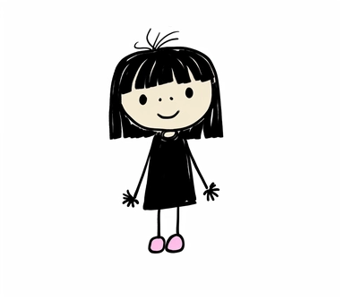 stick figure girl, clipart on white background