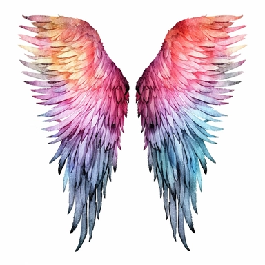 Exquisite watercolor angel wings clipart with intricate details, painted in rich and vibrant tones, every feather carefully rendered with fine brushstrokes and subtle textures, the wings imbued with a sense of celestial luminescence, creating an enchanting and captivating visual experience, the clipart optimized for high-resolution 4K display, perfect for bringing a touch of ethereal beauty to digital and print designs, Artwork, watercolor painting on textured paper, detailed and optimized for 4