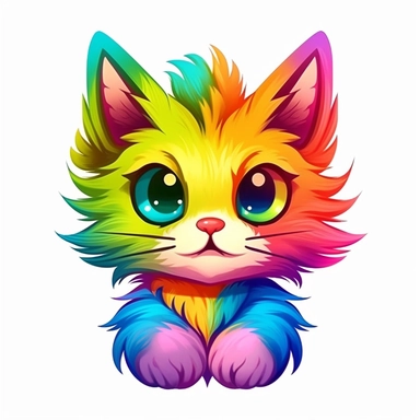 cartoon, rainbow colored cat, cute, clip art