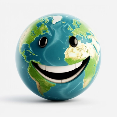 globe with smiling face that simbolizes environmental Protection, clipart, hd, no background