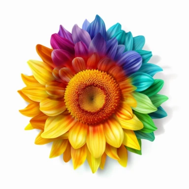 Sunflower rainbow Clipart, LGBT style, isolated on white background