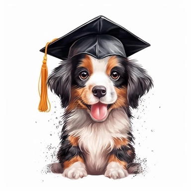 cute dog graduation clipart Sublimation Clipart,Cartoon,hyper realistic, intricate detail, illustration style,high solution,on the white background