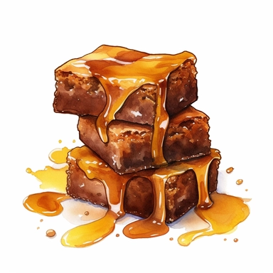 caramel brownie, clipart, watercolor, 8k, white background for removing background
