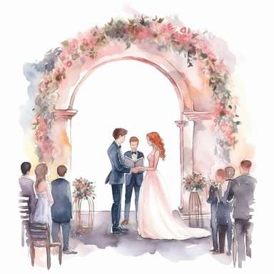 watercolor clipart of a wedding ceremony