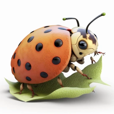 single animated lady bug for baby nursery, no leaves, white background, clipart