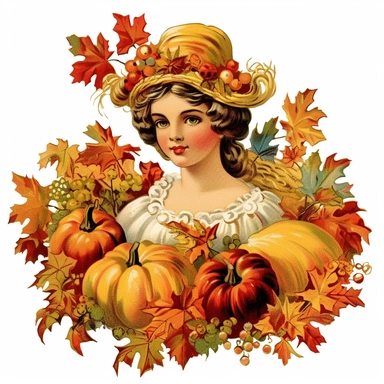 clipart of harvest festivals, autumn colors on a white background, clipart, vintage style--q2--s1000