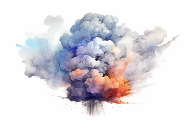 Watercolor, Imagine a giant low-redshift Lyman-alpha blob, a massive cloud emitting Lyman-alpha radiation at large distances clipart, hd, on a white background, spaced out