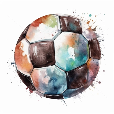 Watercolour of a football , Clipart,Cartoon,hyper realistic, intricate detail isolated on a white background, high quality, sublimation, detailed, cartoon style