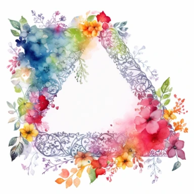 Watercolor Lacy Floral Corners Clipart, white isolated background, space out, hd