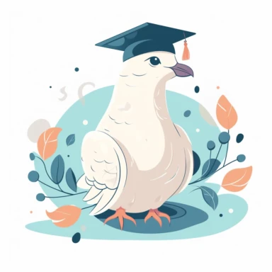 Graduation Dove flat vector clipart white background with margins lovely