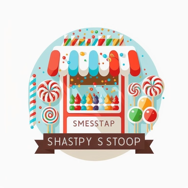 vector sticker design, Christmas Candy Shop clipart, white background, flat colors