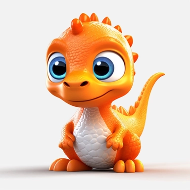 cute baby dinosaur, orange, 3D, toy, clipart, fantasy art, white background, 8k resolution, super sharp
