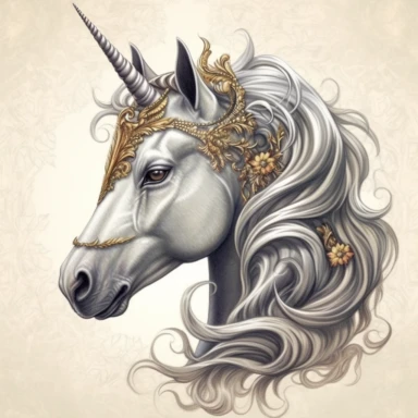 Create a magnificent clipart of a majestic unicorn with a shiny silver horn. The unicorn should be illustrated in a watercolor and realistic style, featuring all the intricate details that truly capture the imagination. The background should be plain and contrasted to make the unicorn the main focus of the artwork.