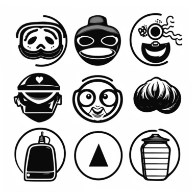 a set of black line clipart inspired by zombie wars and eat the rich and income inequality and class warfare and evil muppets and retro rubber hose style animation