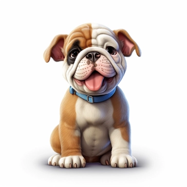 Bulldog puppy, Clipart, Digital art, disney style, hyperdetailed, 1080p, Ultra-HD no background