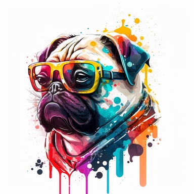 hiphop pug hawaiian colourful anime manga kawaii cute vibrant clipart trippy vivid