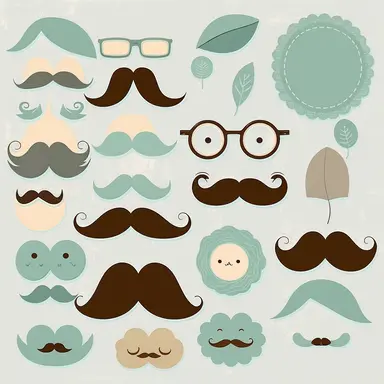 cute mustache clipart white background