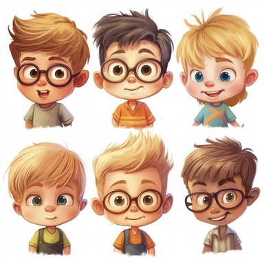 cute little boys, portrait, clipart, high resolution