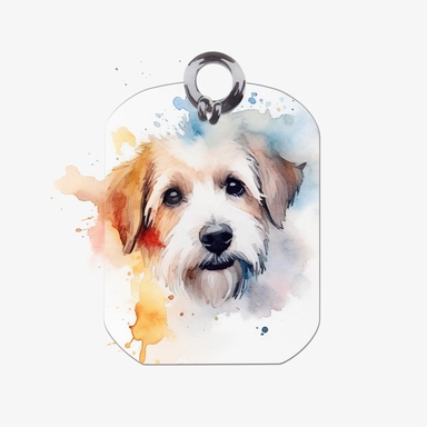 Watercolor dog tag clipart, white isolated background, space out, hd