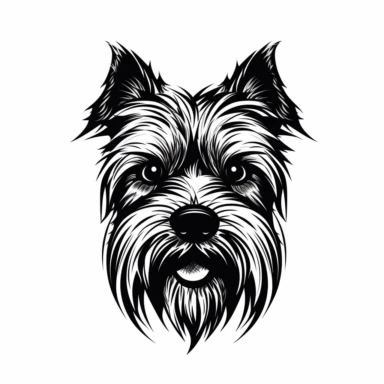 Australian Jungle Terrier mascot , vintage, detailed, logo, clean, solid color, black and white color, clip art style, vector style, white background, i can't believe how cool this is