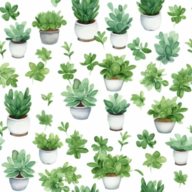 jade succulent plant clipart + white background + watercolor style