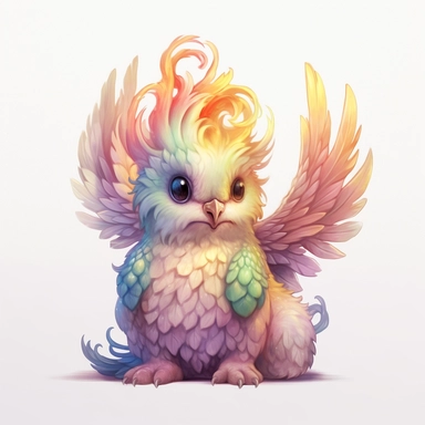 baby griffin, clipart, intense white and deep pastel colors, dnd, watercolor, no background, isolated on a white background, self contained, well defined edges, by amy sol and magali villeneuve and susan bourdet and ross tran, spaced out, glowy, intricate, 8k