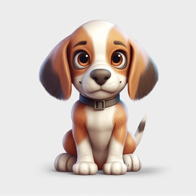 Beagle puppy, Clipart, Digital art, kawaii, disney style, hyperdetailed, 1080p, Ultra-HD no background